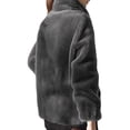 thumbnail image 3 of LUXUR Ladies Full Zip Sherpa Jackets Drawstring Holiday Overcoats Grey S, 3 of 3