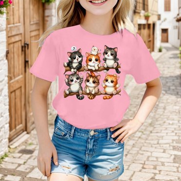 Teen Girls T Shirts Printed Short Sleeve Shirt for Girls Trendy Cute Summer Tops for Teen Girls Girls Shirts 12-14 Years