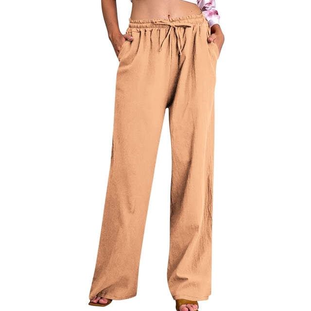 FNFYFH Clearance Women's Linen Pants for Summer Breathable Solid Color