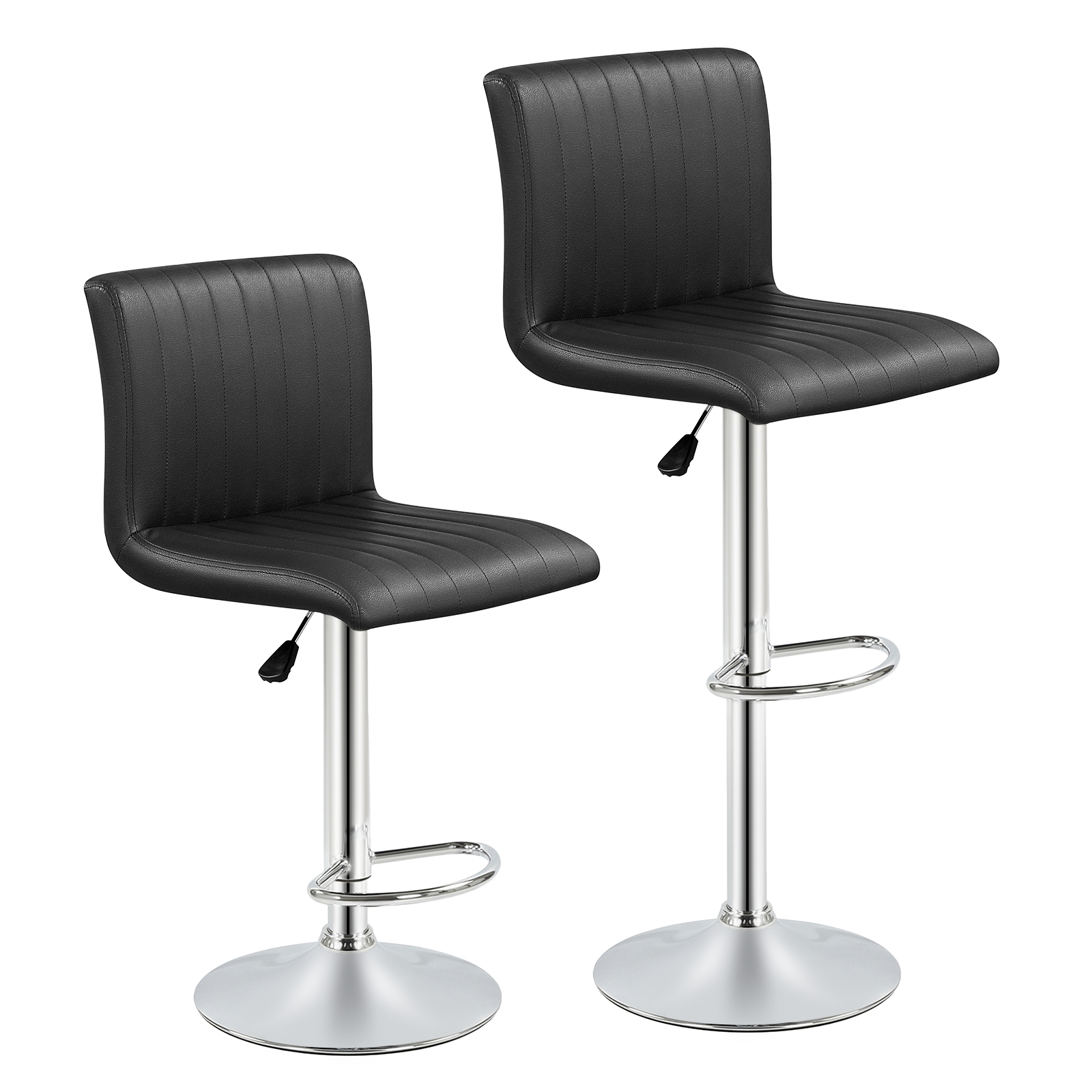 Gymax Bar Stools Set of 2 Adjustable Swivel Barstools w/Back & Footrest for Kitchen