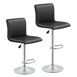 Gymax Bar Stools Set of 2 Adjustable Swivel Barstools w/Back & Footrest for Kitchen