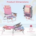 thumbnail image 3 of Costway Lot de 2 Chaises de Plage Pliantes Type Sac à Dos, Chaises Inclinables d'Extérieur à 5 Positions avec Oreiller, Rose, 3 of 10