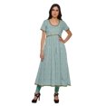 thumbnail image 1 of Moomaya Longues Robes Tuniques en Coton Imprimé à Manches Courtes avec Fente avant pour Femmes, 1 of 6