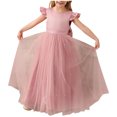 thumbnail image 2 of LOVZFMLL Girls' Summer Short Sleeve Ruffled Lace Round-Neck Embroidery Mesh Princess Bow Skirt, 2 of 2