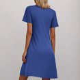 thumbnail image 4 of Ovzne Robes Grande Taille pour Femmes Rondes Robe Femmes Chemise de Nuit avec Poches Chemises de Nuit Manches Courtes Vêtements de Nuit Plissée devant Chemise de Nuit Col Rond Robe Maxi Grande Taille, 4 of 6
