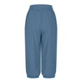 thumbnail image 4 of Timegard Womens Capri Pants Elastic High Waist Button Comfy Solid Color Casual Crop Pants with Pockets, 4 of 7