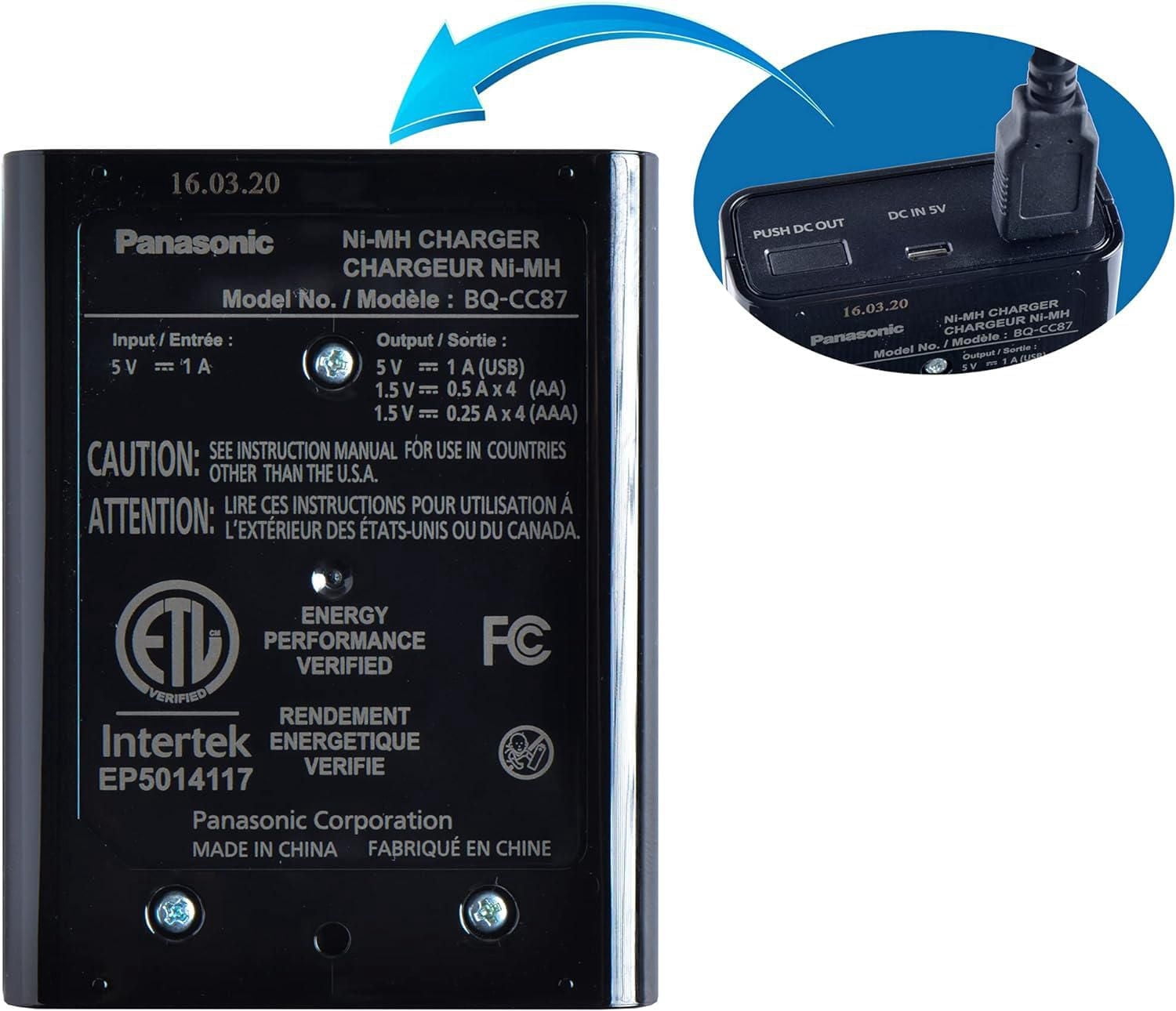 Panasonic Eneloop Individual Battery Charger with Portable Charging Technology and 4AA eneloop pro Rechargeable Batteries