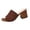 Brown, variant on Women's Knit Block Heel Mules, Comfortable Open Toe Slip on Slippers, Breathable Summer Dress Sandals, Chunky Heels for Casual Work, Evening
