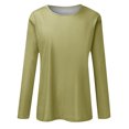 thumbnail image 4 of Timegard Womens Tops Long Sleeve Round Neck Solid Color Basic Tee Fall Casual Comfy Loose Tops Blouse, 4 of 5