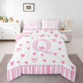 thumbnail image 2 of Erosebridal Ensembles de Couettes Kawaii Monogrammées Format Simple, Couettes et Duvets Lettre Initiale Q, Déco Nœud Mignon, Réversible, 2 of 8