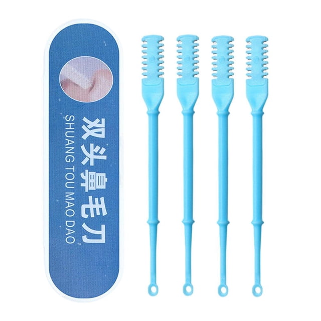 Double-Headed Nose Hair Trimmer & Ear Pick, Manual Nose Scissors, Portable Grooming Tool, Safe Round Tip, Easy Clean