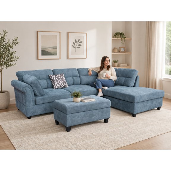 Canapé d'angle K Living Anchor en tissu gris
