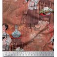 thumbnail image 1 of Soimoi Polyester Crepe Fabric Flower Vase,Cat & Girl Human Figure Print Sewing Fabric Yard 42 Inch Wide, 1 of 3