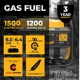 thumbnail image 4 of Firman Power Equipment P01204 Gas Portable Generator 1500/1200W Recoil CO Alert, 4 of 9