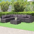 thumbnail image 4 of Gymax 7PCS Patio Rattan Sectional Sofa Set Outdoor Furniture Set w/ Grey Cushions, 4 of 9