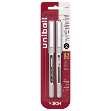 Stylos roller uniball™ Vision, pointe fine (0,7 mm), noir, lot de 2