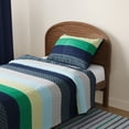 thumbnail image 2 of Mainstays Kids Reversible Green Stripe Stitch Quilt Set, 2 Pieces, Twin, 2 of 6