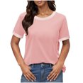 thumbnail image 3 of Pisexur Hauts pour Femmes, Hauts de Sortie pour Femmes et T-Shirt à Manches Courtes à Col Rond Imprimé, Haut Ample, Hauts de Printemps pour Femmes Vin, m, 3 of 3