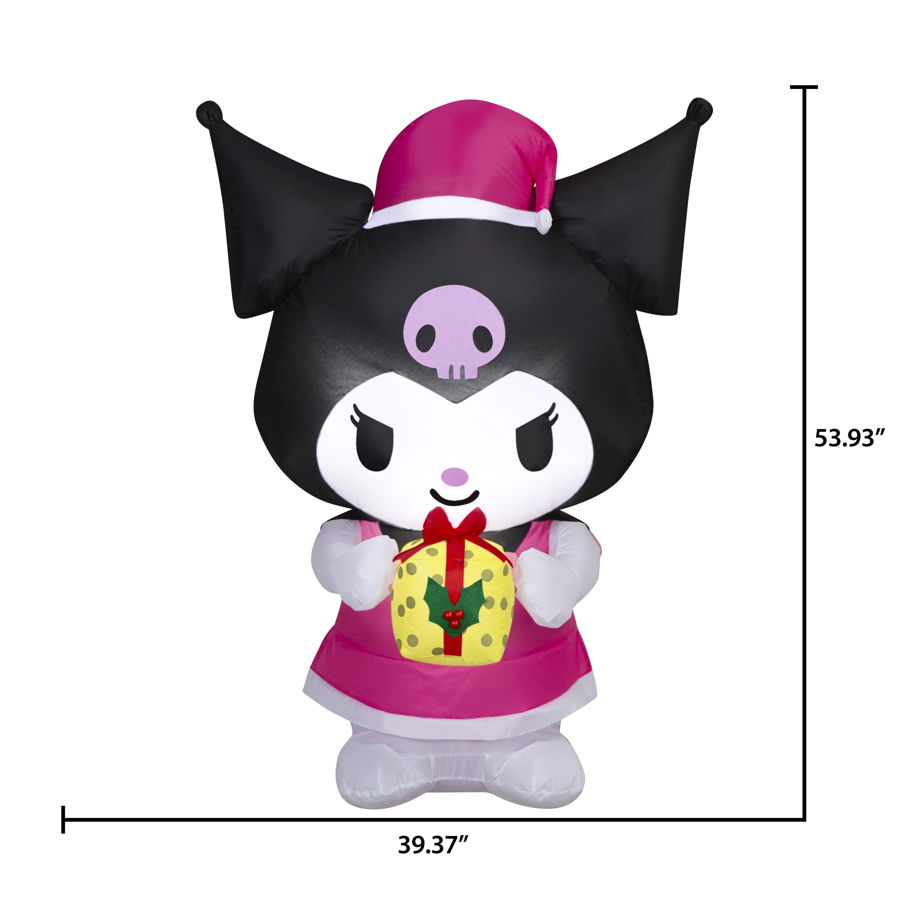 Kuromi gonflable de Noël pour jardin Airblown avec cadeau jaune MD Sanrio (WM)