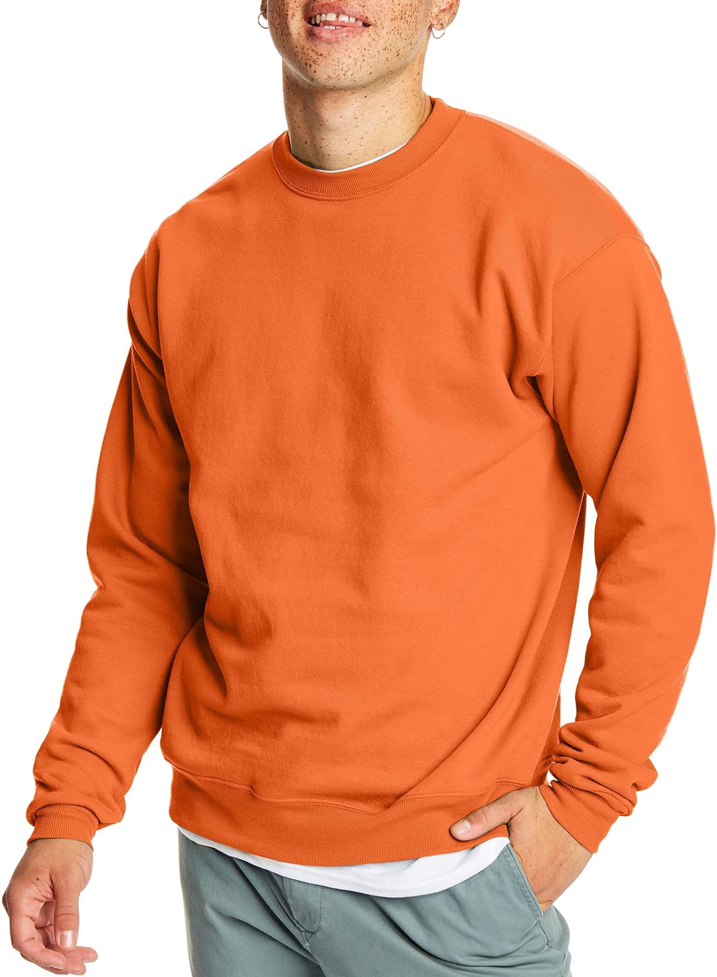 Hanes Mens EcoSmart Fleece Crewneck Sweatshirt, 5XL, Safety Orange