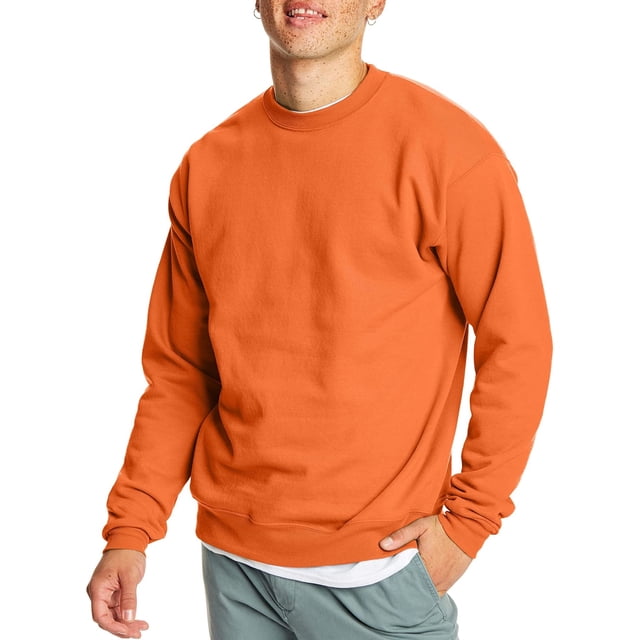 Hanes Mens EcoSmart Fleece Crewneck Sweatshirt, 3XL, Safety Orange