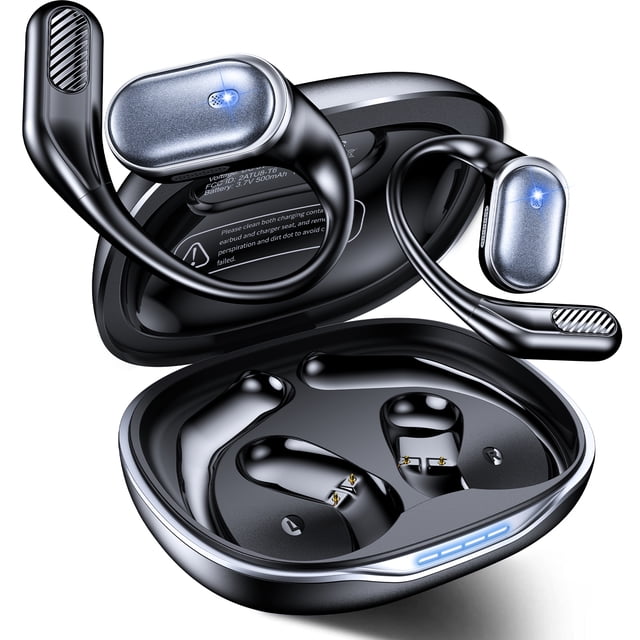 VEATOOL T6 Open Ear Headphones,Bluetooth 5.4, 60H Playtime Stereo Sound, Air Conduction IPX7 Waterproof Open Ear Earbud with Ear Hooks