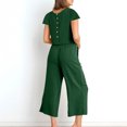 thumbnail image 4 of zanvin Ensembles 2 Pcs pour Femmes, Ensembles Assortis d'Été 2 Pcs pour Détente pour Femmes, Tenues Unies en Lin, Hauts à Col Rond à Manches Courtes et Pantalons Longs, Survêtements, 4 of 4