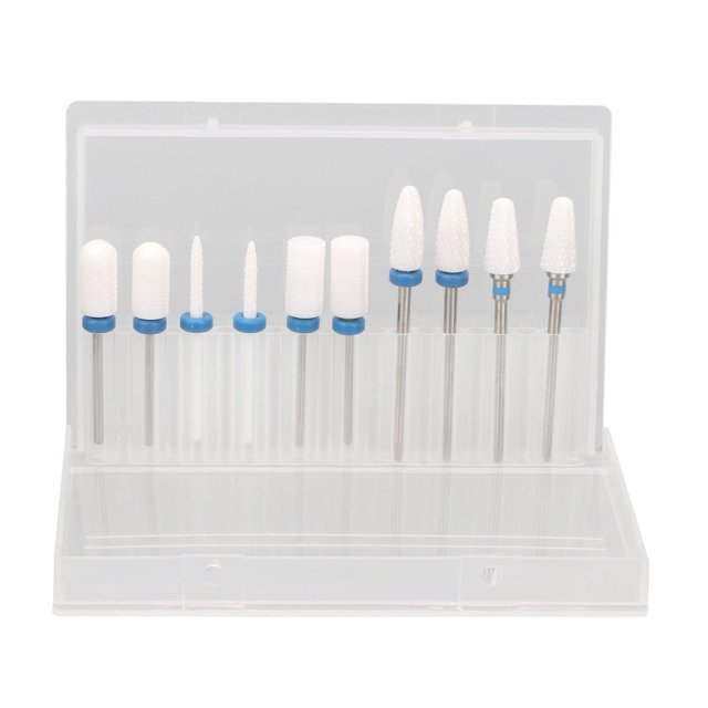 Cuticle Remover Bits, Portable Ceramic Polish Removal Drill Bit Polishing High Strength With Storage Box For Nail Salon