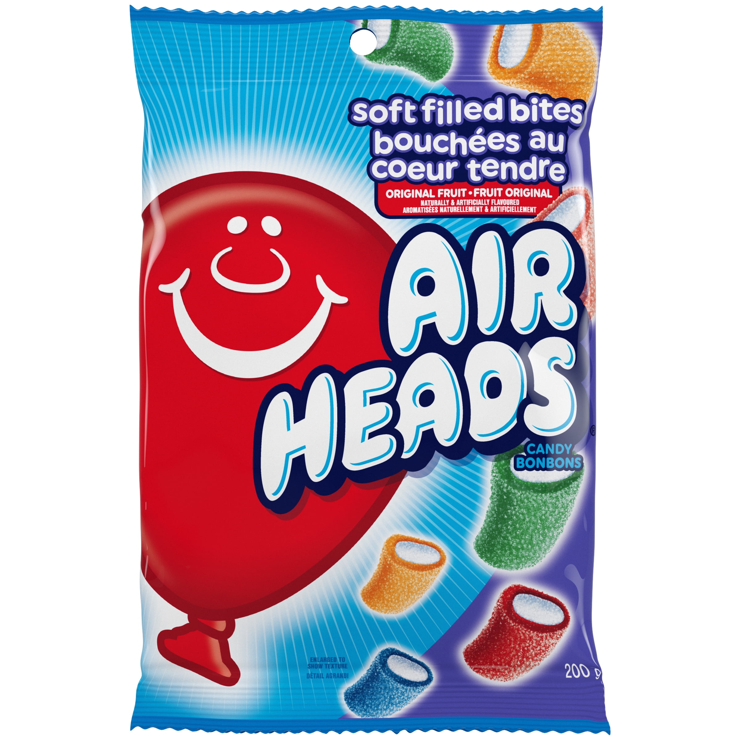 Airheads Bouchées fourrées, Bonbons aux fruits originaux, Sac de 200g