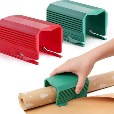 Bamboohart Coupe-Rouleau de Papier d'Emballage 2 Pcs Outil Coupe-Papier Coupe-Papier d'Emballage avec Ensemble de 4 Lames Remplaçables Coupe-Papier Robuste pour Bricolage Classe Maison Cadeau d'Anniversaire Coupe