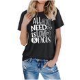 thumbnail image 4 of RKSTN Hauts pour Femmes Saint-Valentin Cœur d'Amour Lettres Imprimées Mode Blouse Confortable Hauts Tempérament Couleur Unie Col Rond Manches Courtes Hauts, 4 of 5