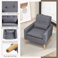 thumbnail image 4 of Gymax Chaise d'Appoint Moderne Mi-Siècle en Tissu de Lin avec Coussin Lombaire Gris, 4 of 8