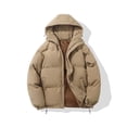 thumbnail image 2 of Kcodviy Mens Outdoor Coat Long Men Puffy Coat Sleeve Turn Down Collar Mens Plus Size Winter Coat Pocket Solid Color Down Coats for Winter Jacket Autumn and Winter Coats for Men Unisex Jacket, 2 of 7