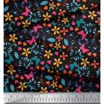 thumbnail image 2 of Soimoi Black Rayon Fabric Flower & Butterfly Printed Craft Fabric by The Yard 42 Inch Wide, 2 of 5