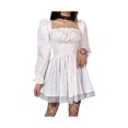 thumbnail image 3 of xiaxaixu Lolita Corset Robe, Tie-up Col Carré Puff Manches Dentelle une Seule Pièce, 3 of 6