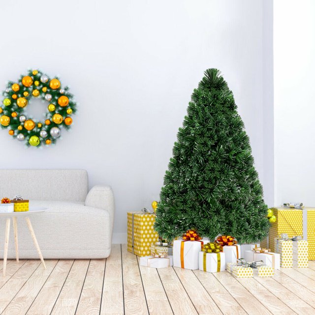 Costway 4Ft Pre-Lit Fiber Optic Artificial PVC Christmas Tree w/ Metal Stand