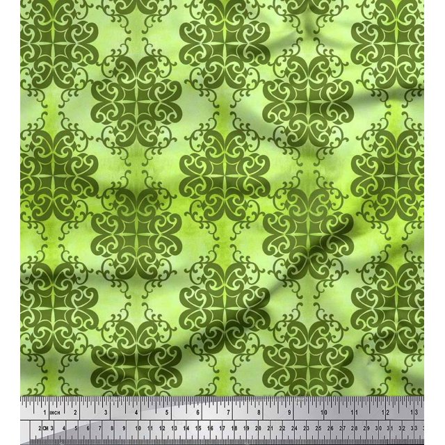 Soimoi polyester Crepe Fabric Damask Ethnic Fabric Prints By Yard 42 Inch Wide