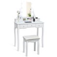 thumbnail image 4 of Patiojoy LED Vanity Table Makeup Dresser Desk w/ Drawers & Cushioned Stool White, 4 of 10