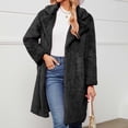 thumbnail image 1 of LSLJS Womens Ladies Warm Faux Furry Long Coat Jacket Winter Solid Turn Down Collar Outerwear, 1 of 5