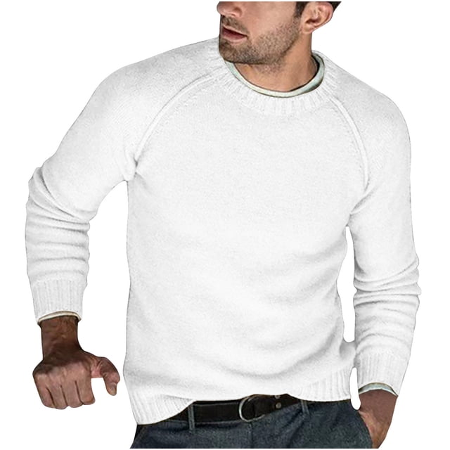 Birdeem Chandail Col Rond en Tricot pour Hommes Chandail Décontracté Couleur Unie