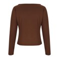 thumbnail image 4 of Dealovy Womens Long Sleeve Shirts Round Neck Slim Fitted Going out Tops Solid Color Basic Undershirts, 4 of 6