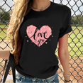thumbnail image 1 of TIMIFIS T-Shirts pour Femmes de la Saint-Valentin Été Décontracté Manches Courtes Col Rond T-Shirts Mode T-Shirt Imprimé Cœur d'Amour, 1 of 4