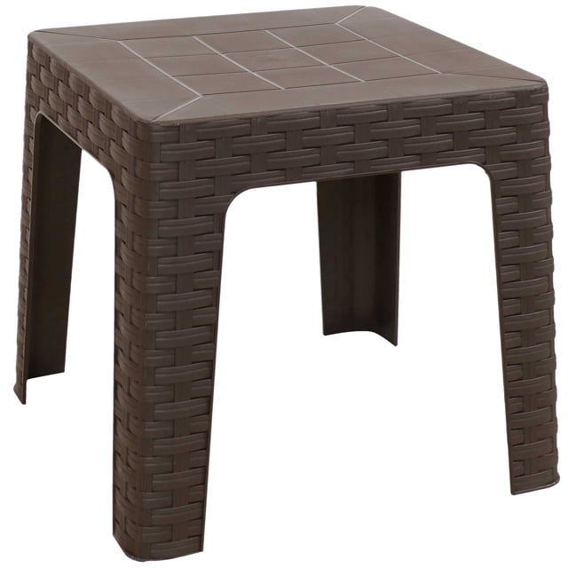 Sunnydaze 18" Square Polypropylene Outdoor Patio Side Table - Brown