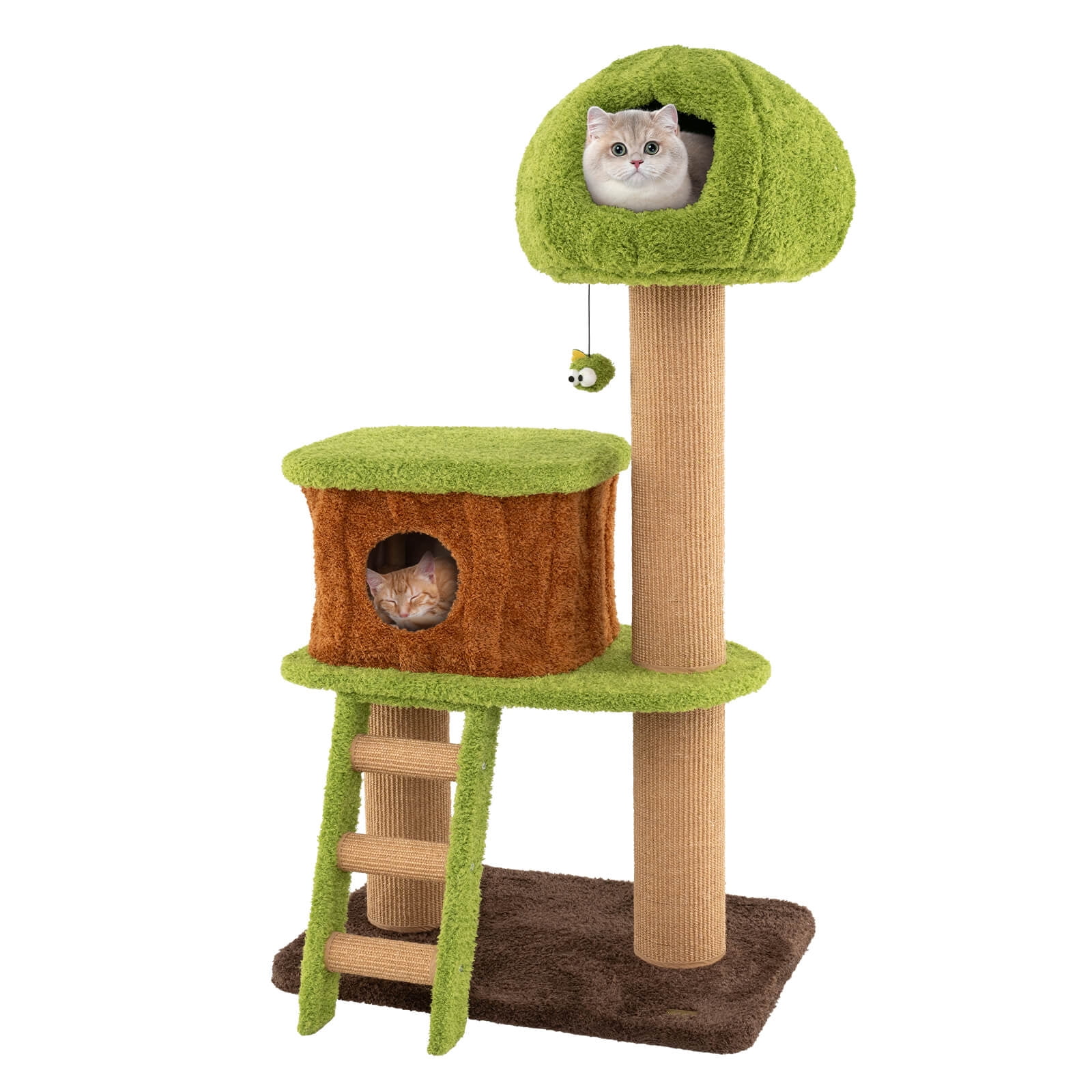 Costway 56" Tall Cat Tower with Mushroom-shaped Nest Condo Climbing Ladder Teasing Ball