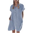 thumbnail image 1 of Babysbule Robe pour Femme Liquidation Mode Robe d'Été Décontractée en Coton Ample à Manches Courtes Unie Robe Chemise, 1 of 8
