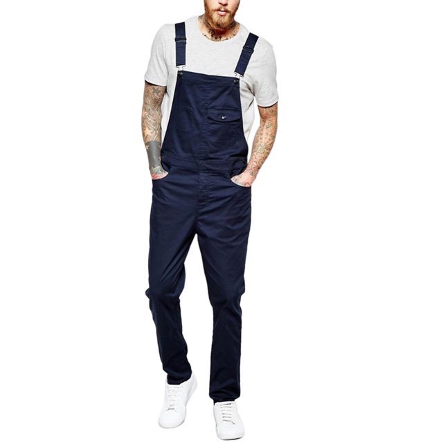 Men´s Bib Overalls Casual Solid Color Jumpsuit Jeans Suspender Pants
