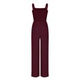 thumbnail image 1 of Scyoekwg Combinaison pour Femme Été Décontractée Combinaison Froncée Col Combinaison de Travail Sans Manches Pantalon à Jambe Grand Mode Légère Confortable Classique Combinaison de Couleur Unie (Rouge, TG), 1 of 7