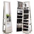 thumbnail image 1 of Costway 360degree Rotatable Jewelry Cabinet 2-in-1 Lockable Mirrored Organizer White, 1 of 10