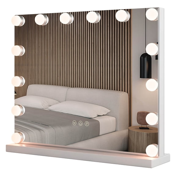 Costway Miroir de Maquillage avec Lumières 14 Ampoules DEL 3 Modes d'Éclairage de Couleur pour Chambre Hollywood