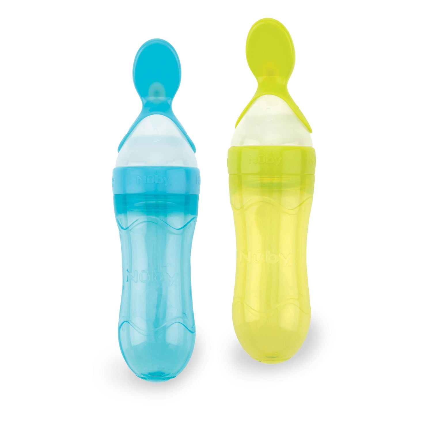 Cuillère Squeeze Feeder™ en silicone en 2 étapes de Nuby pour les enfants de 4 mois et +